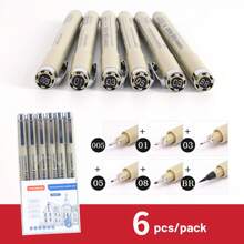 6/9/12pcs Drawing Pen Set With Black Ink, Fine Liner Pens Suitable For Sketching, Cartoon Drawing, Art Painting Back To School