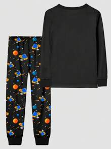 两件套青少年男童宇航员图案破洞太空长袖上衣和裤子睡衣套装 - 彩色 - 查看 3