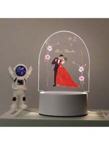 1pc Custom Name Creative Gift Flower Dance 3D Light Illusion LED Night Light Warm Light/Raimbow Birthday Gift Christmas Gift Valentine's Day Gift Wedding Gift For Boys Girls Or Friends Decoration Desk Lamp Night Light Gifts Graduation - Multicolor - View 2