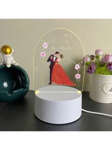 1pc Custom Name Creative Gift Flower Dance 3D Light Illusion LED Night Light Warm Light/Raimbow Birthday Gift Christmas Gift Valentine's Day Gift Wedding Gift For Boys Girls Or Friends Decoration Desk Lamp Night Light Gifts Graduation - Multicolor - View 3