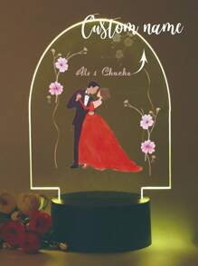 1pc Custom Name Creative Gift Flower Dance 3D Light Illusion LED Night Light Warm Light/Raimbow Birthday Gift Christmas Gift Valentine's Day Gift Wedding Gift For Boys Girls Or Friends Decoration Desk Lamp Night Light Gifts Graduation - Multicolor - View 6