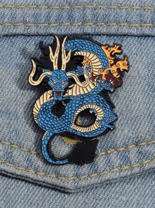 1 龙图腾鱼鳞纹徽章卡通复古街头锌合金胸针四季衣服背包别针金属配饰 - 彩色 - 查看 7