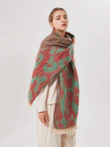 1 chiếc khăn choàng cổ bằng vải cashmere giả da báo Totem Jacquard dành cho cả nam và nữ, thời trang, đa năng, ấm áp, phong cách công sở - Lạc đà - Xem 4