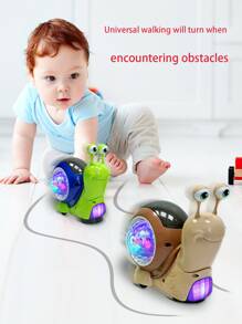 RUNQI Electric Rocking Snail Toy, Children Hermit Crab Multidirectional Lamp With Light, Music And Projection, Colorful Educational Toy