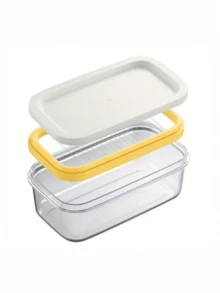 1 Pack Butter Slicer Storage Box, Butter Cutter, Cheese Storage Container With Airtight Plastic Lid - Keeps Butter Fresh, Refrigerator Storage Box - Clear - View 2