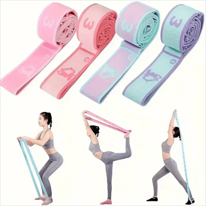 Faixa de resistência multifuncional para ioga e pilates, 1 peça, ferramenta portátil de treinamento de flexibilidade e força, adequada para iniciantes, treino em casa, dança e viagens, material de poliéster durável, exercícios de ioga, faixa elástica ajustável, faixa elástica para ioga, faixa elástica para fisioterapia, faixa elástica para dança