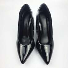 Women's Classic Black Patent Leather Pumps With 8.5 Cm Thick Heel MM5566 - màu đen - Xem 4