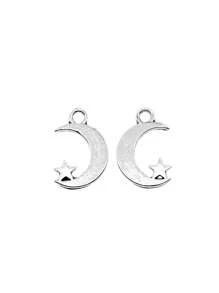 40 piezas/bolsa Colgantes de luna y estrella de 17x11mm para hacer joyas DIY, accesorios de joyería, elaboración de collares DIY, elaboración de llaveros DIY, manualidades hechas a mano