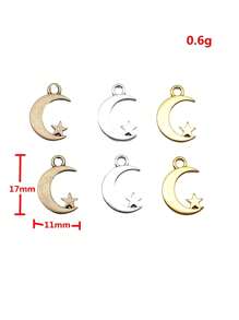 40 piezas/bolsa Colgantes de luna y estrella de 17x11mm para hacer joyas DIY, accesorios de joyería, elaboración de collares DIY, elaboración de llaveros DIY, manualidades hechas a mano