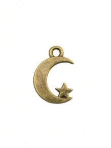40 piezas/bolsa Colgantes de luna y estrella de 17x11mm para hacer joyas DIY, accesorios de joyería, elaboración de collares DIY, elaboración de llaveros DIY, manualidades hechas a mano
