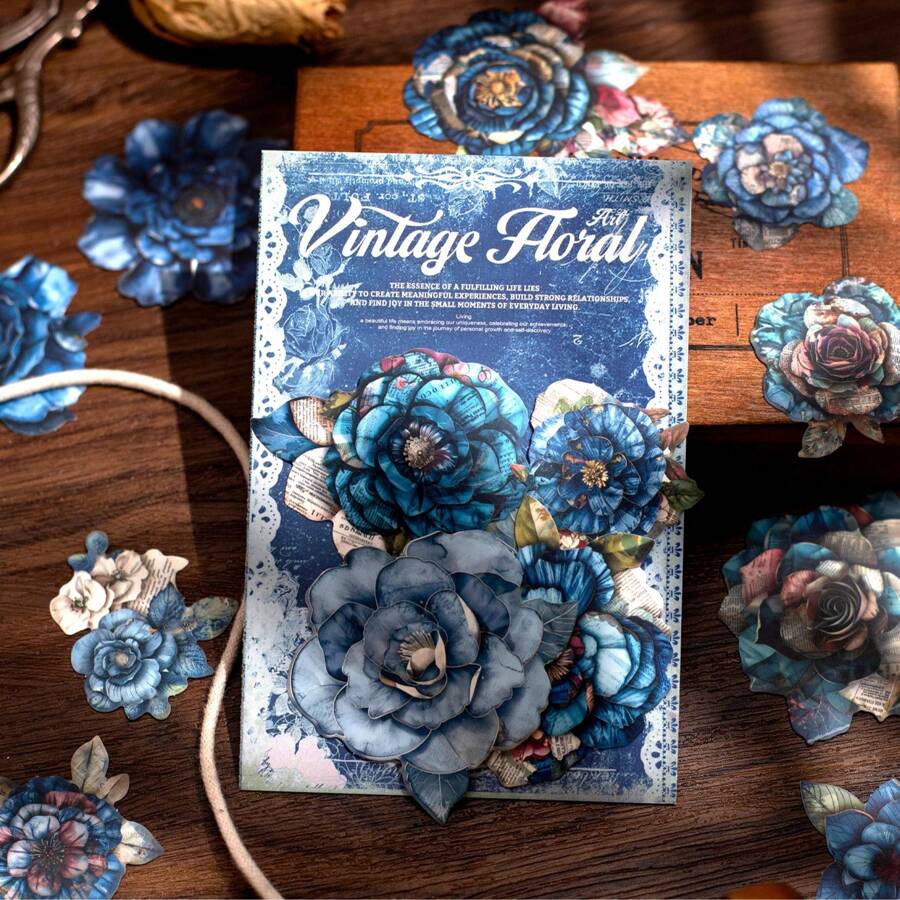 20 张/包复古花卉贴纸，适用于 DIY 剪贴簿、日记本、相册、装饰工艺品 - 彩色 - 查看 1