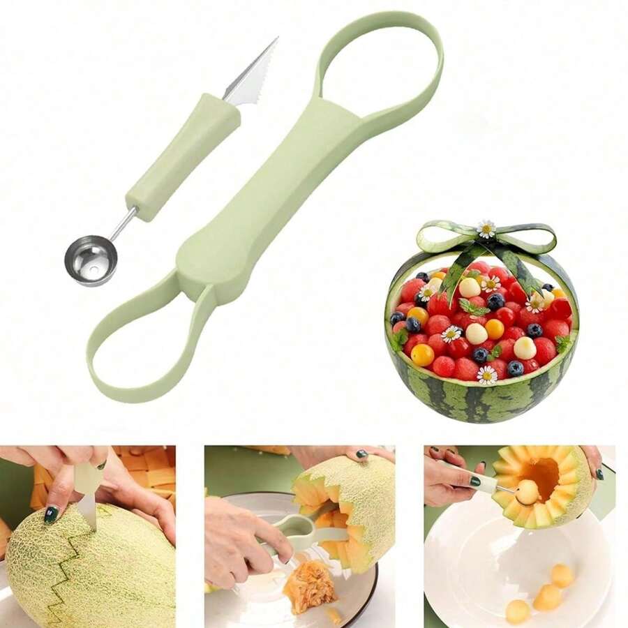 Bộ dụng cụ múc dưa lưới 3 trong 1, dụng cụ cắt dưa lưới, dụng cụ cắt lát, dụng cụ cắt trái cây bằng thép không gỉ, dụng cụ múc và nặn trái cây, dụng cụ múc dưa lưới, dụng cụ múc dưa lưới - Nhiều màu - Xem 1
