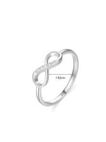 1 chiếc nhẫn đính hôn thanh lịch bằng bạc Sterling 925 thiết kế Zirconia vô cực dành cho phụ nữ, trang sức cao cấp tối giản, có nhiều kích cỡ - biểu tượng vô cực - Xem 4
