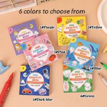 1 件便携式卡通涂鸦笔记本、早期学习绘画本、素描本、记事本、儿童和学生彩色书 - 彩色 - 查看 2