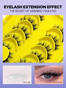 GROINNEYA 6 Pairs Fox Eye False Eyelashes, Faux Mink Lashes, Natural Look Short Lashes For Makeup (P01) - 黑色 - 查看 5