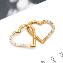 1 件镀金 16G 鼻环 Rook Daith 穿孔耳环心形锆石耳软骨耳屏珠宝适合女士女孩情人节、妈妈、母亲、母亲节、礼物