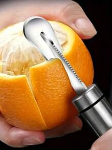 1pc, Stainless Steel Orange Peeler With Handle, Citrus Peeler For Oranges, Lemons, Limes, Creative Cutter For Kitchen, Restaurant Use-Random Style