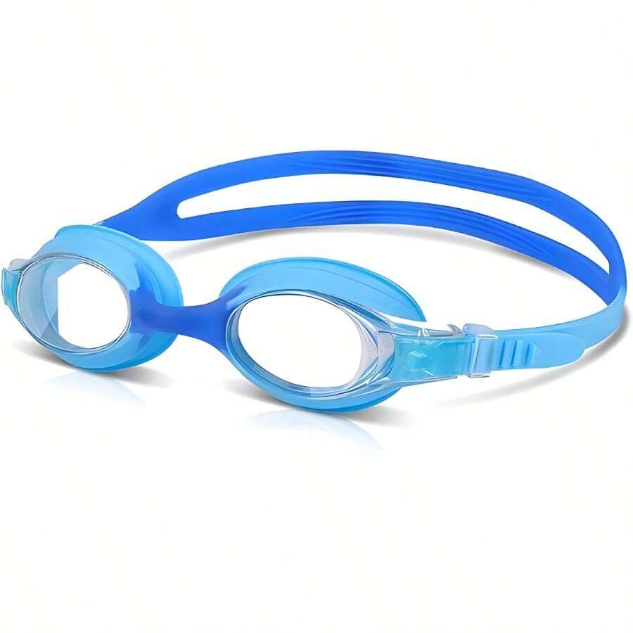 1 件小框防雾游泳镜，可调节带子，水上运动玩具，游泳训练用品，适合青少年 - 藍色 - 查看 1