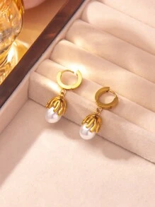 Camhanno Combo 2 Dây Chuyền Ngọc Trai Hai Lớp Bằng Thép Không Gỉ + Hoa Tai Ngọc Trai Thanh Lịch Và Thời Trang Thích Hợp Cho Trang Phục Dự Tiệc - Vàng - Xem 5