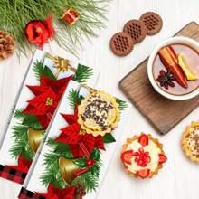 2 件花卉图案厨房洗碗布，节日厨房装饰适合圣诞节、新年家居和派对装饰，18*26 英寸 - 玫瑰紅 - 查看 5