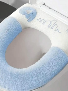 1pc All Season Universal Toilet Seat Cover, Cartoon Style Toilet Cushion With Waterproof Hook & Loop Fastener Bathroom Decor Fall Decor
