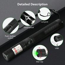 Long Range High Power Green Laser Pointer, [Upgraded Material] Laser Pen, [2000m] Rechargeable Green Laser Pointer, Suitable For Hiking, Cat Laser Toy, USB Rechargeable