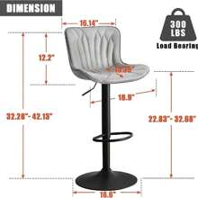 Modern Bar Stools Set Of 2 For Kitchen Counter, Adjustable Bar Height Chairs With Comfy Cushion Padded Backrest & Seat Armless Swivel BarStools With Metal Frame Leather Upholstered Counter Stools, For Home Bar Kitchen Island Bistro Restaurant
