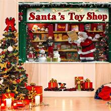 1 件圣诞老人玩具店圣诞节主题冬季节日生日摄影背景挂布照片背景 - 彩色 - 查看 2
