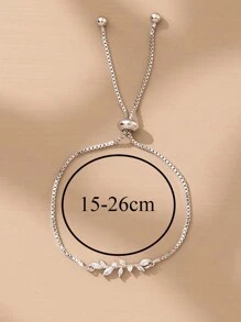 1 pieza Brazalete de cobre con decoración de hoja de rhinestone - Plateado - Ver 4