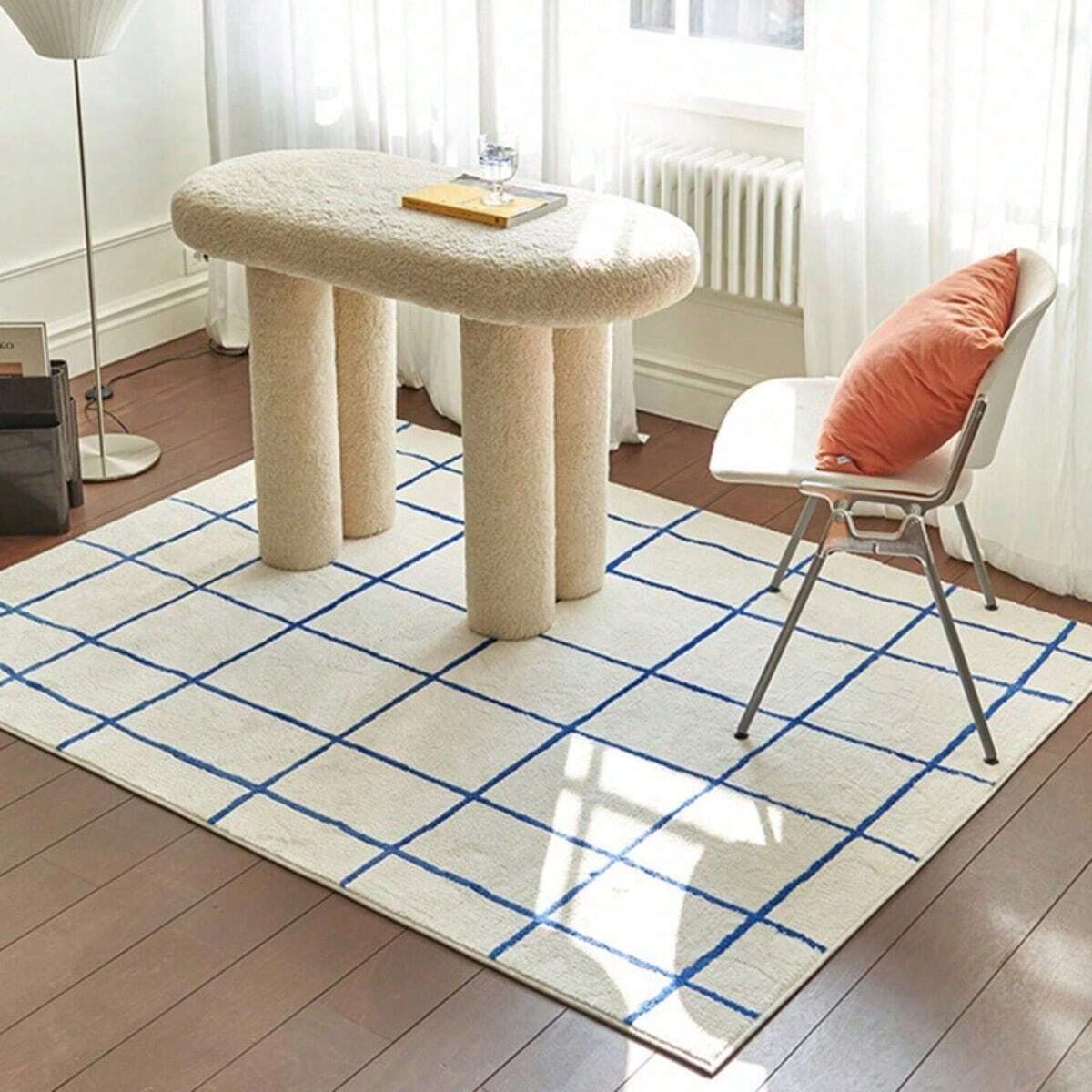 1pc Modern Simple Plaid Area Rug, Suitable For Living Room, Bedroom
