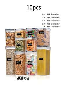 3/5/6/7/9/10/11/12/15/24pcs Stackable Large Capacity Food Storage Container With Lid, Coffee Storage Container, Multi-Functional And Reusable Food Storage Sealed Box, Used For Flour, Sugar, Dried Fruits, And Pasta, Kitchen Sorting And Storage, Kitchen Accessories