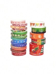 22 Cuộn/Hộp, Băng Keo Washi Màu Đồng Nhiều Kích Cỡ Giáng Sinh, Cây Thông Noel, Ông Già Noel, Người Tuyết Và Các Thiết Kế Họa Tiết Khác 5 Mét * Dải Nhãn Dán Dài 197 Inch Dùng Để Trang Trí Nền Tiệc Ngày Lễ Băng Keo Trang Trí Sổ Lưu Niệm - Nhiều màu - Xem 11