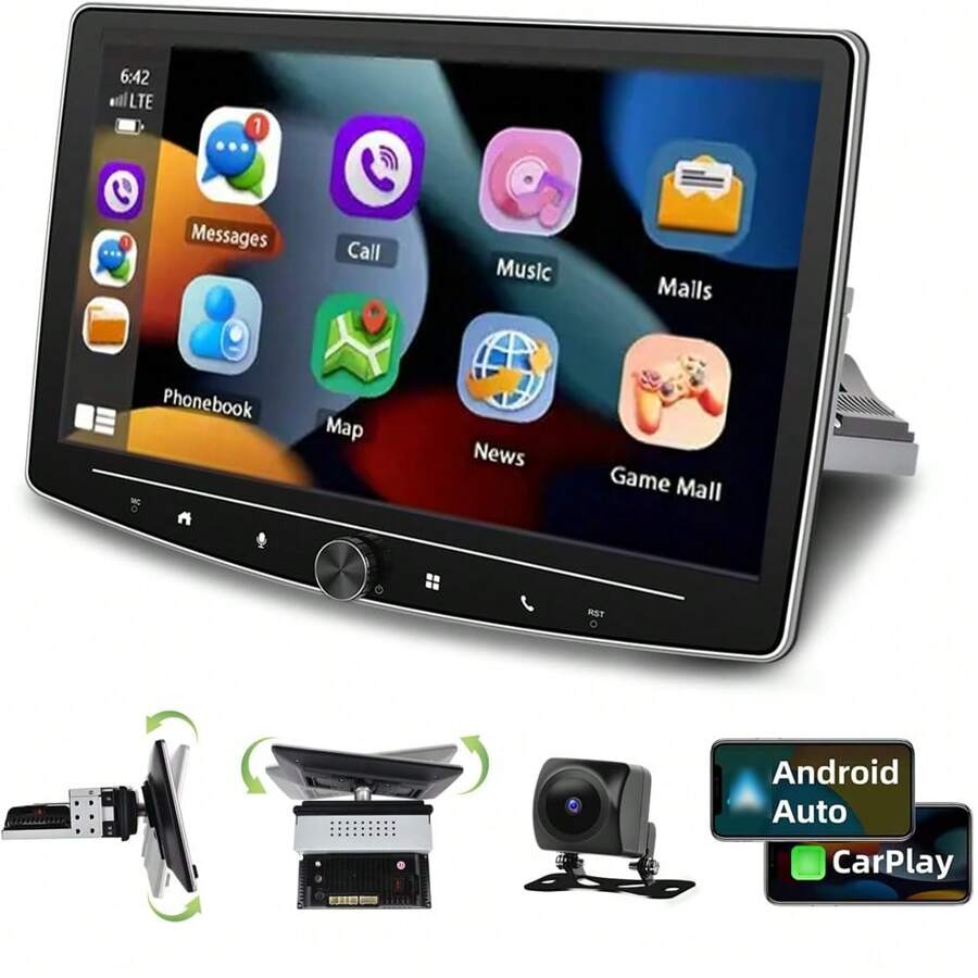 2G / 64g 1 Din Android 13 Car Radio With 10 Inch Rotatable Touchscreen