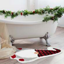 DeramHy Home Tomte 圣诞装饰浴室地毯，Tomte 迎宾垫防滑可洗浴缸地毯浴室浴缸厨房地毯装饰：[多种用途]：这款冬季圣诞圆形地毯可用作厨房垫、门垫、室内门垫和趣味厨房垫。这款可爱的迎宾垫也可作为圣诞礼物送给亲朋好友。家居浴室装饰 地毯 户外地毯 门垫 秋季装饰 浴室配件 返校季 玄关装饰 - 紅色格子矮人 - 查看 6