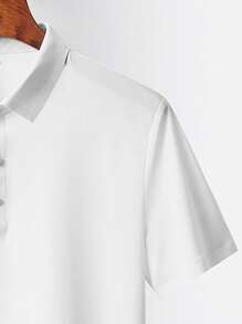 1 pieza Camisa polo de hombre de unicolor en seda de hielo - Blanco - Ver 4