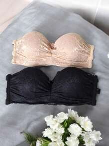 Kit 2 Strapless Lace Bra With Cup Lace Bra With 3 Straps Comfortable Strapless Bra Sensual - Nhiều màu - Xem 9