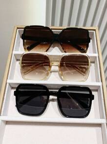 3 副复古方形超大豹纹波西米亚风格塑料眼镜套装，经典时尚装饰，适合夏季海滩度假、户外、旅行 - 彩色 - 查看 10