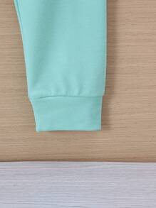 2pcs Set Young Boys Casual "BIG SIS" Letter Print Long Sleeve Sweatshirt And S Letter Graphic Fitted Pants For Autumn/Winter - Baby Blue - View 7
