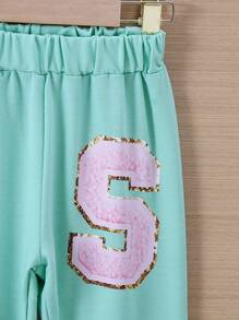 2pcs Set Young Boys Casual "BIG SIS" Letter Print Long Sleeve Sweatshirt And S Letter Graphic Fitted Pants For Autumn/Winter - Baby Blue - View 6