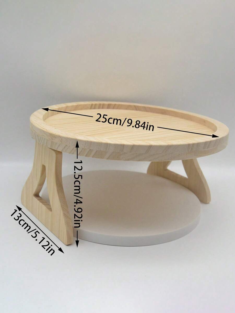 1pc Circular Sofa Armrest Tray, Living Room Snack Tray, Wooden Portable