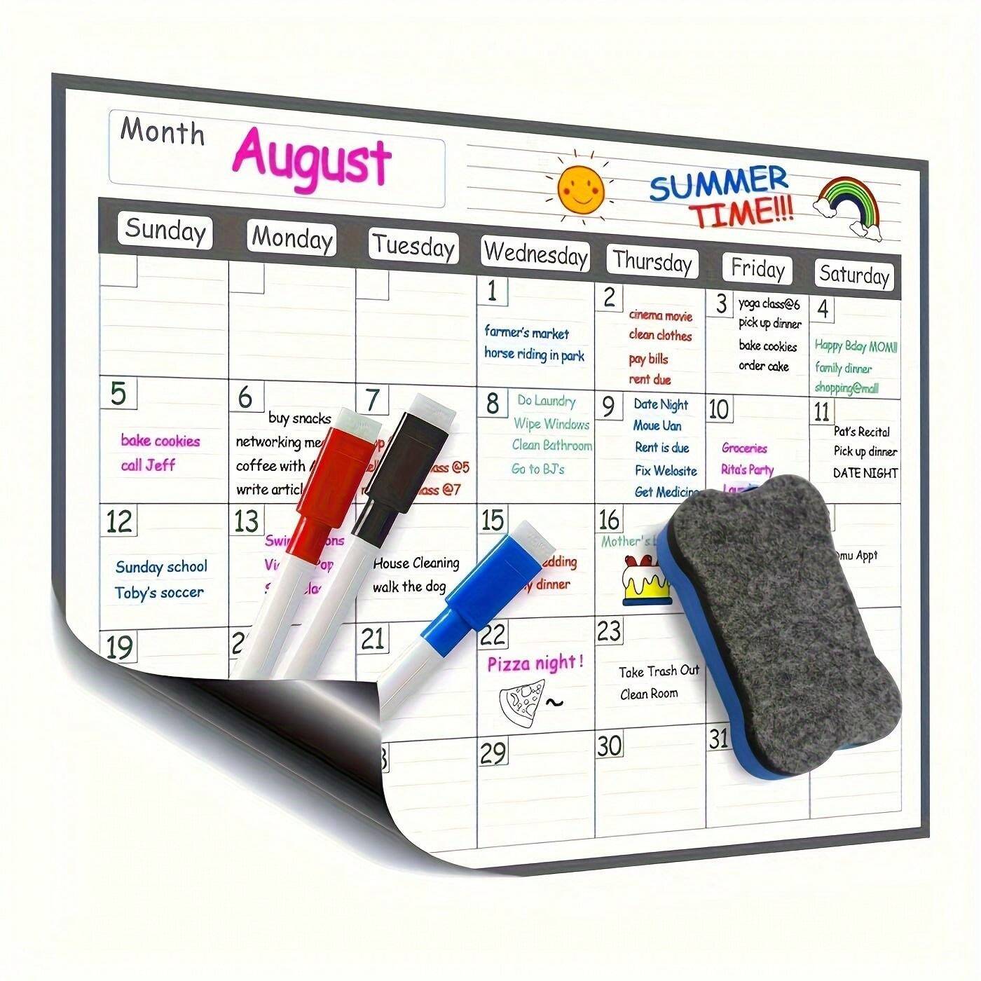 Dry Erase Calendar For Refrigerator Monthly Planner With