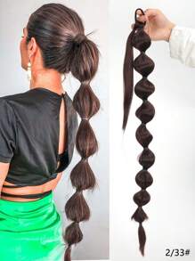 合成假发灯笼泡泡马尾辫 30 英寸超长（带弹性发绳）编织女士马尾辫 - 彩色 - 查看 14