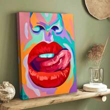 1pc Modern Pink Style Canvas Poster, Disco Ball Canvas Art Wall Decoration, Sexy Lips And Ball Oil Painting Printing, Ideal Decoration For Living Room, Bedroom, Bar And Party, With Wooden Framed, Wall Art - 04 - View 11