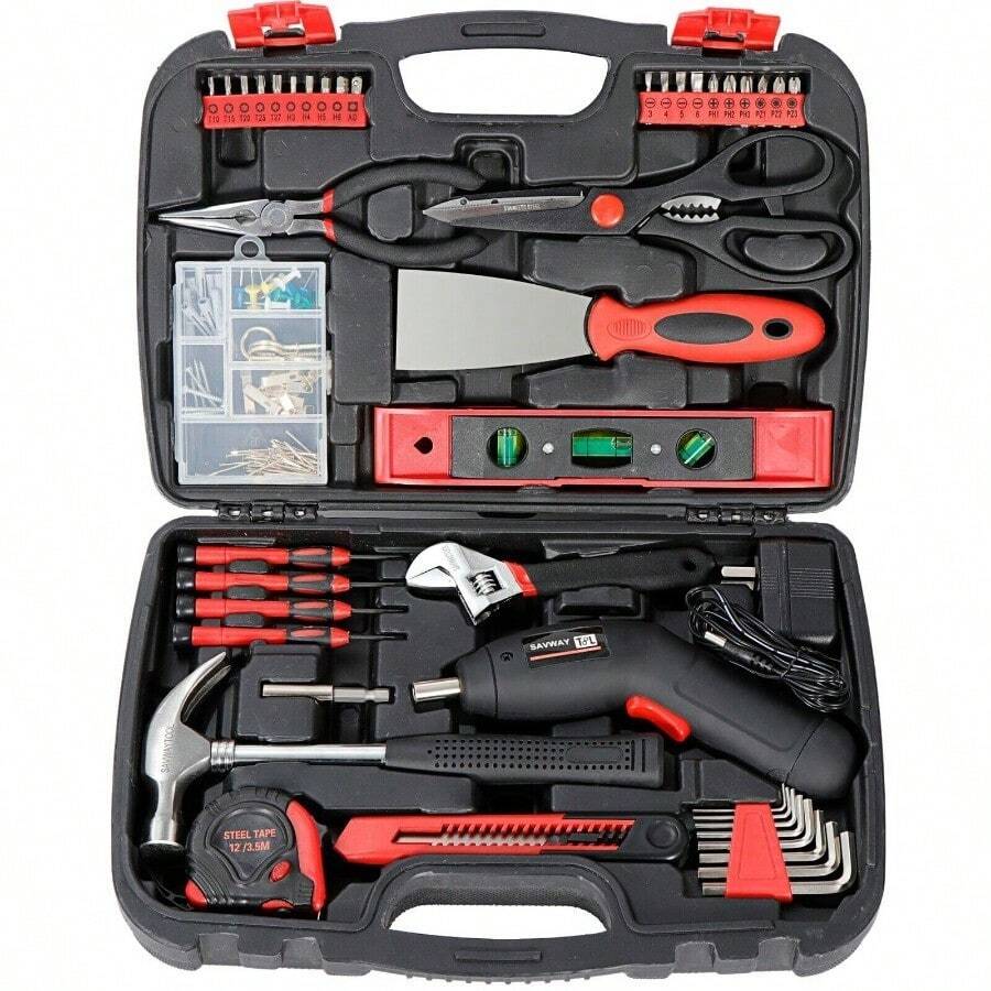 108-143pcs Household Tool Set With Box Basic Home Maintenance Mechanics Tool Kit - 查看 1