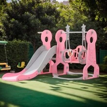 Ximido 4 In 1 Kids Swing And Slide ,Indoor Outdoor Playground For Children Baby Swing Set With Slide, Basketball Hoop For Boys And Girls - 粉色 - 查看 5