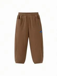 mini bala 男童女童休闲裤柔软保暖宽松长裤 - 深咖啡 - 查看 4