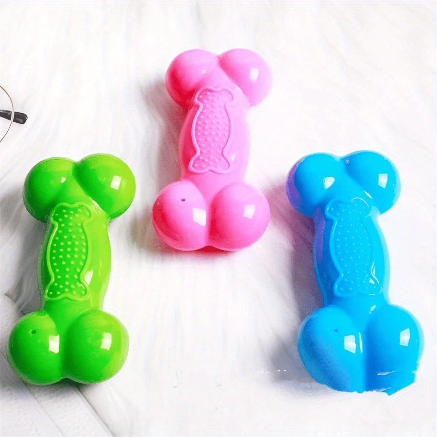 3 món đồ chơi nhai cho chó có tiếng kêu, que gặm răng chăm sóc răng miệng cho thú cưng bằng xương xốp - Nhiều màu - Xem 1