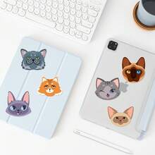 8 张猫脸贴纸制作您自己的猫贴纸动物贴纸，适合儿童、生日礼物派对礼品用品教师艺术工艺品、游戏学校活动奖励 - 彩色 - 查看 6