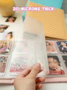 Album ảnh KPOP Bìa A5 Thẻ sưu tập với 20 trang 4 ngăn đựng thẻ 20 micron Bìa thẻ, Album bìa CPP 2 vòng với 160 khe, Bìa da PU Bìa album Kawaii dễ thương để sắp xếp thẻ giao dịch - Màu hồng - Hồng - Xem 3