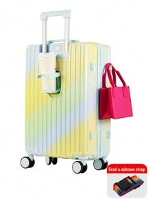 Wytrzymała walizka o dużej pojemności 20/22/24/26 cali, pomieści ponad 30% portów USB, wyposażona w ciche, uniwersalne kółka z haczykami i blokadę antykradzieżową TSA. Walizka dla dziewcząt może być prezentem dla uczniów. Torba podróżna wykonana z poliwęglanu, która uwalnia ręce i jest odpowiednia dla rodzin i młodzieży. Torba podróżna na przybory szkolne z haczykiem na kubek, wisząca torba w kolorze tęczowego gradientu, modna torba promocyjna na akcesoria szkolne. Akcesoria szkolne. - Wielokolorowe - Zobacz 4